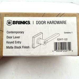 BRINKS Door Hardware Keyed Entry Lever Contemporary Matte Black Finish E2417-122